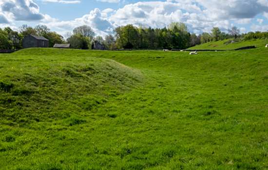 A view of 'King Arthur's Round Table' site (a Neolithic earthwork henge). 
