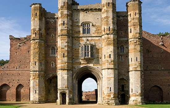 The large, multi-storey gatehouse with towers and large gateway at Thornton Abbey