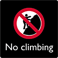 A symbol with the message 'no climbing'