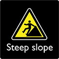 A symbol with the message 'steep slope'