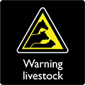 A symbol with the message 'warning livestock'